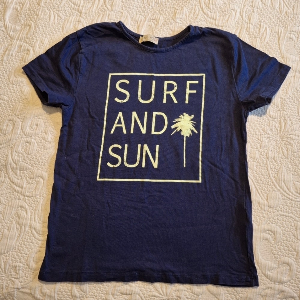 Zara boys size 11/12 blue short sleeve shirt minor fade GUC